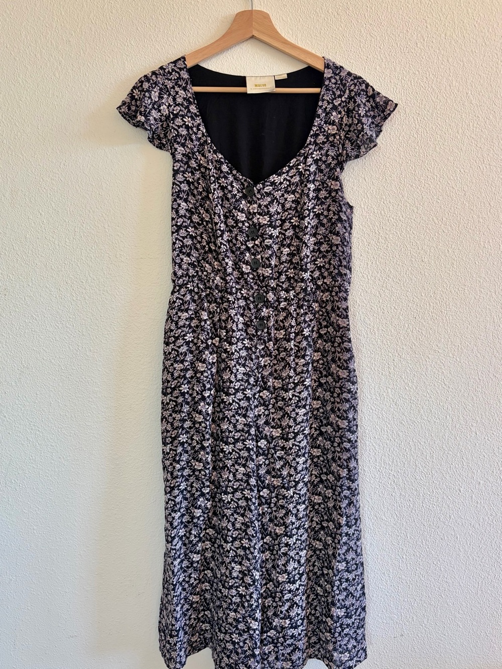 Maeve Black Floral Midi Jumpsuit